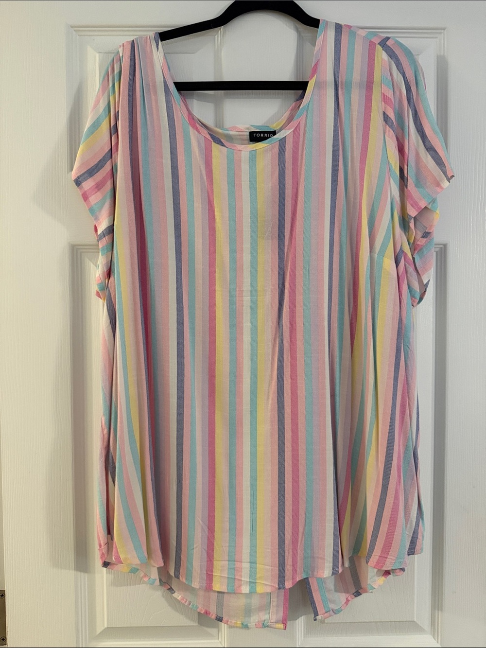 torrid Pastel Stripe Scoop Neck Short Sleeve Top